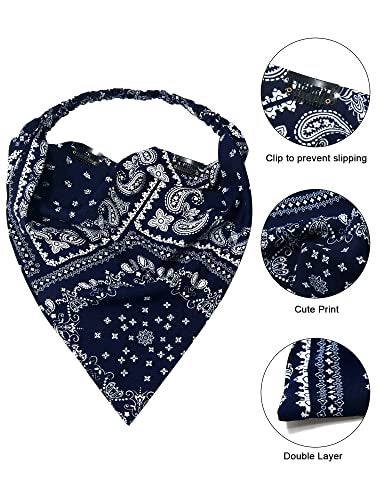 AWAYTR Elastic Hair Scarf Headband 3 PCS Head Scarves with Hair Clips Kerchief Headband for Women (Cashew(Black/Navy/White)) - Image 3