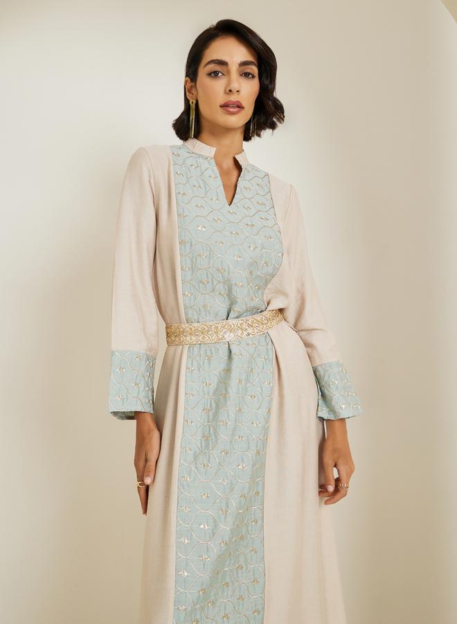 Amirah Women Green Embroidered A-Line Jalabiya - Image 2