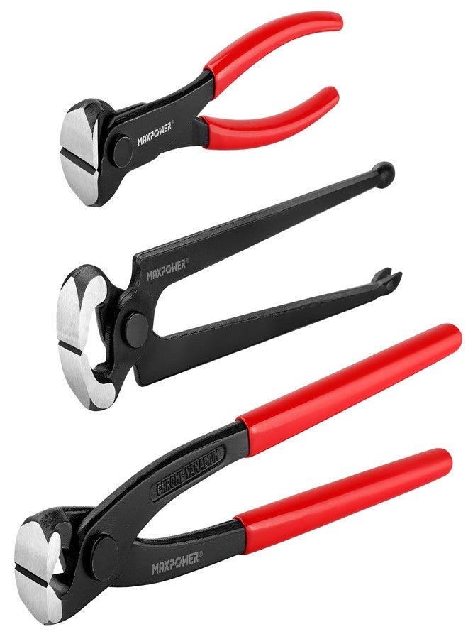 MAXPOWER 3PCS Nail Puller Set, 9 inch End Cutting Nippers, 7 inch End Cutting Pliers, 8 inch Carpenter's Pincers - Image 1