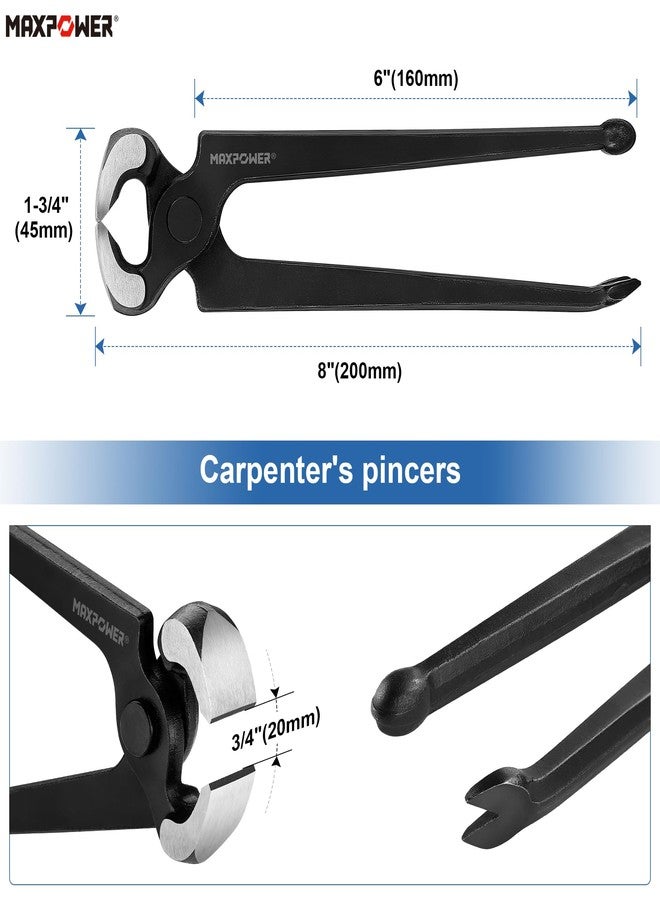 MAXPOWER 3PCS Nail Puller Set, 9 inch End Cutting Nippers, 7 inch End Cutting Pliers, 8 inch Carpenter's Pincers - Image 4