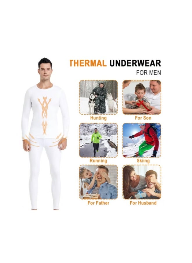 TIKNAL Men’s Thermal Underwear Fleece-Lined Soft Base Layer with Cashmere-Like Feel for Winter White - Image 2