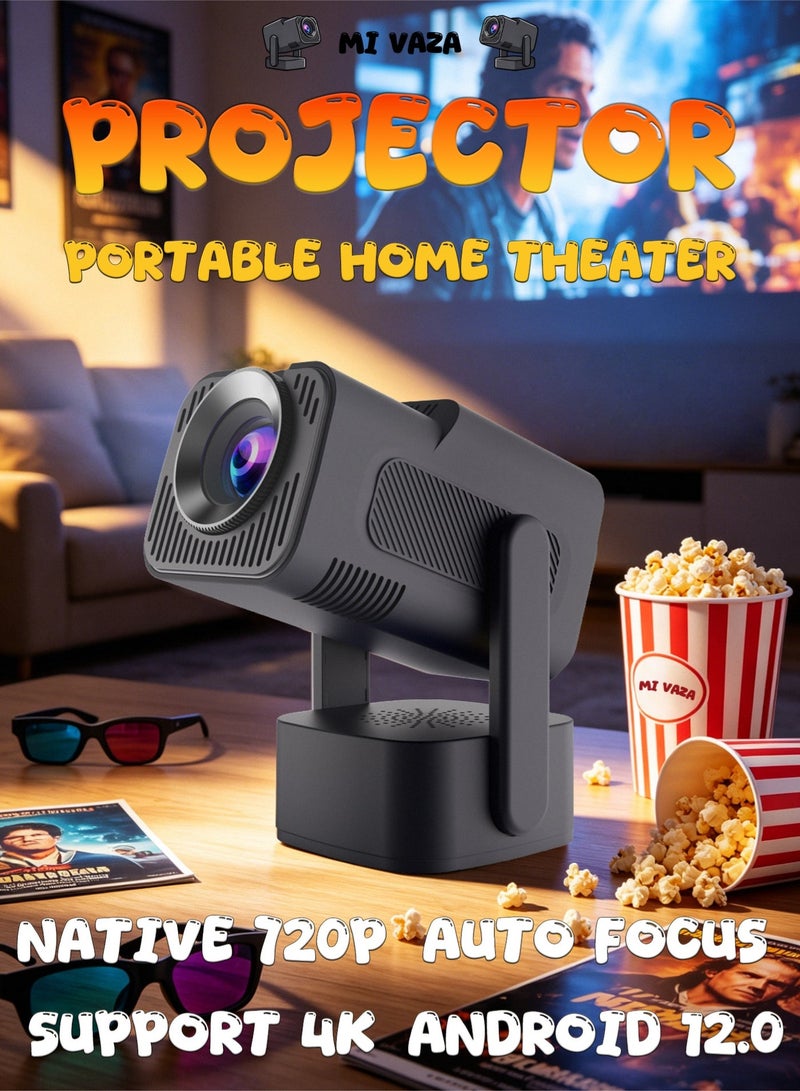 Mi VAZA Portable Projector - Native 720P - Support 4K - Android 12.0 - Dual-band WiFi 6 - Bluetooth 5.2 - Auto Keystone Correction - Movie Projector Compatible with Android/iOS/PC/Smartphone/TV Stick/Xbox/Switch/HDMI/USB - Image 1