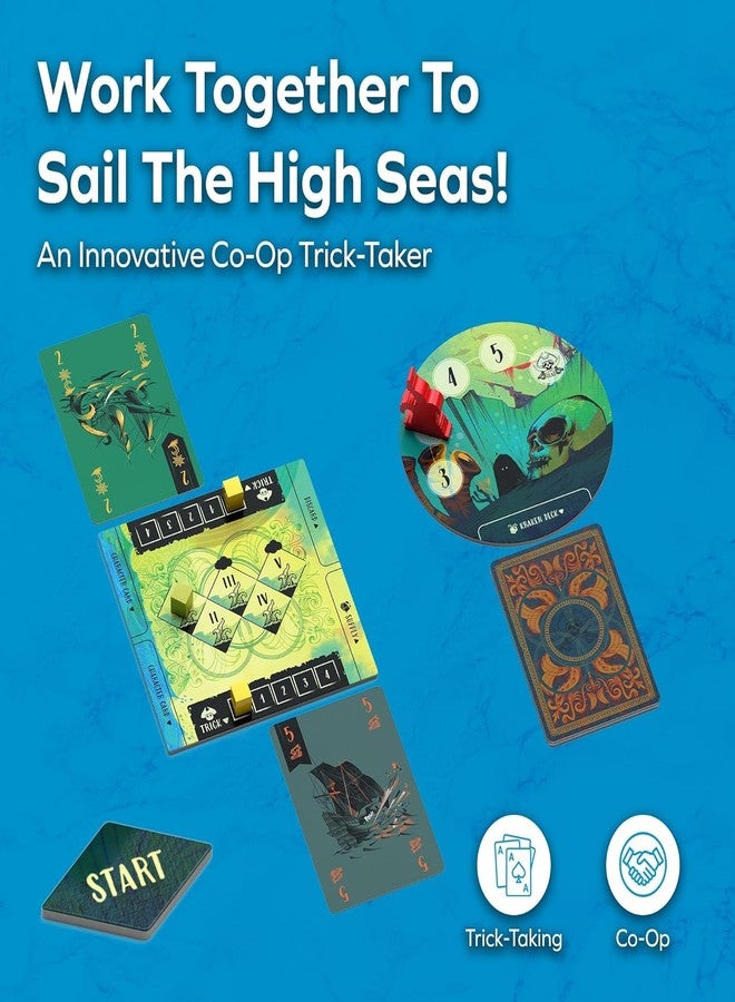 Artnery Sail Cooperative Strategy 2 Player Board Game for Adults and Family - Unique Trick Taking Card Game - Communication Limits and Challenging Scenarios in Small, Travel Size Box (5" x 5" x 2") - Image 2