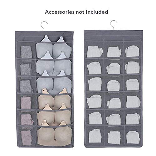 WHOLE MART WHOLE MART DualSided Hanging Closet Organizer with 26 Mesh Pockets Hanger Wall Shelf Organizers for Stockings Panties Bra Socks and Toiletries Accessories Multicolour - Image 2