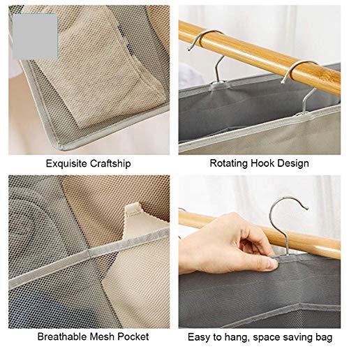 WHOLE MART WHOLE MART DualSided Hanging Closet Organizer with 26 Mesh Pockets Hanger Wall Shelf Organizers for Stockings Panties Bra Socks and Toiletries Accessories Multicolour - Image 5
