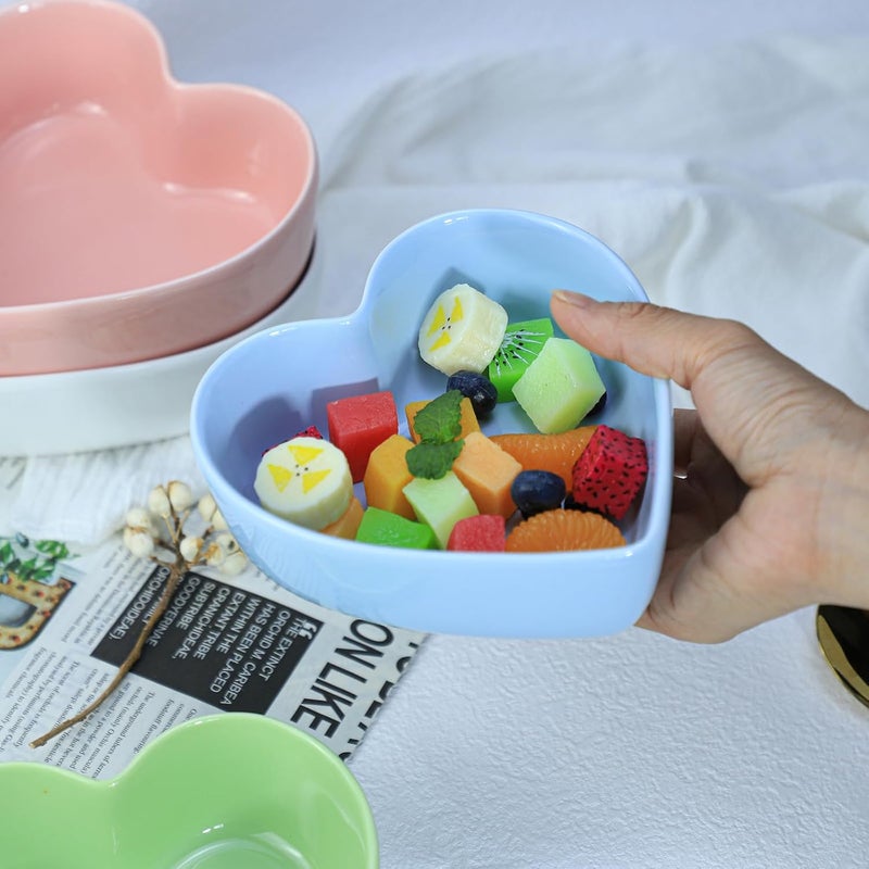 WAIT FLY Heart-shaped Bowls for Salad Soup Snack Dessert Best Kitchen Household Cooking Gifts for Home Kitchen, Pink/Blue/White/Green (Blue) - Image 4