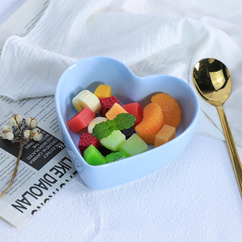 WAIT FLY Heart-shaped Bowls for Salad Soup Snack Dessert Best Kitchen Household Cooking Gifts for Home Kitchen, Pink/Blue/White/Green (Blue) - Image 3