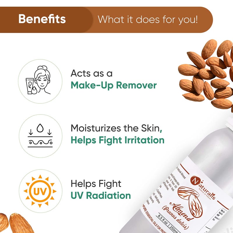 Naturalis Essence of Nature Pure Cold Pressed Sweet Almond Oil for Hair and Skin  250ml - Image 3