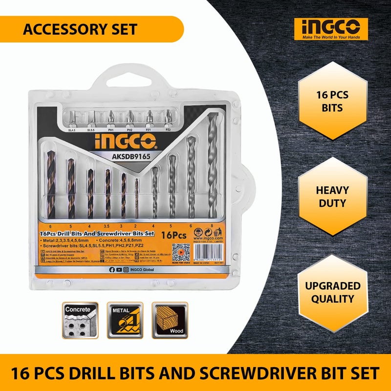 INGCO Ingco 16PCS Drill Bits Set Screwdriver Bits Set AKSDB9165 - Image 2