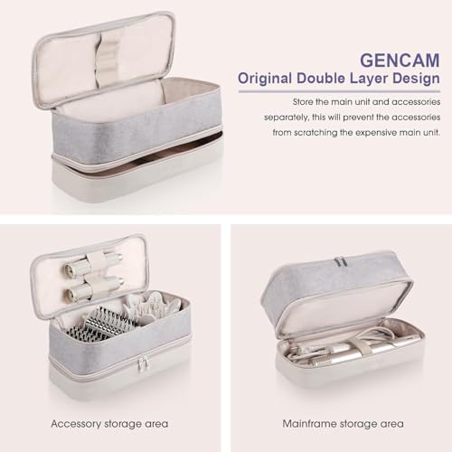 GENCAM Double-Layer Carrying Case for Shark Flexstyle, Travel Case for Shark SpeedStyle, Storage Organizer bag for Shark Flexstyle FlexFusion/Dyson Airwrap Styler and Attachments (light gray) - Image 2