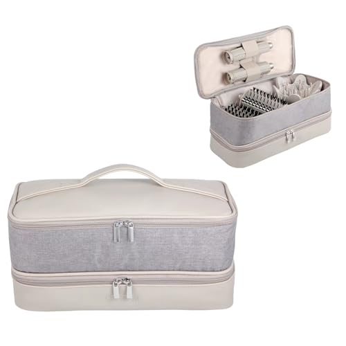 GENCAM Double-Layer Carrying Case for Shark Flexstyle, Travel Case for Shark SpeedStyle, Storage Organizer bag for Shark Flexstyle FlexFusion/Dyson Airwrap Styler and Attachments (light gray) - Image 1