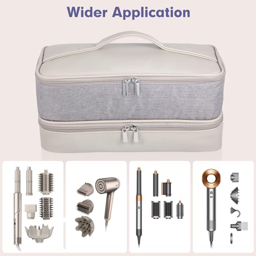 GENCAM Double-Layer Carrying Case for Shark Flexstyle, Travel Case for Shark SpeedStyle, Storage Organizer bag for Shark Flexstyle FlexFusion/Dyson Airwrap Styler and Attachments (light gray) - Image 5