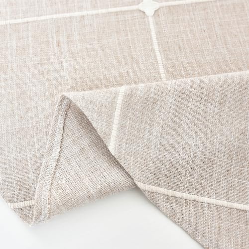 NEWISHER Farmhouse Embroidered Plaid Tablecloth Lattice Fabric Table Cloth Oval Rustic Checkered Table Cover Dining Kitchen Home Decor Party (Brown, 60 x 84 inch) - Image 4