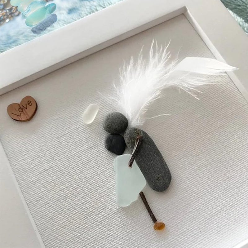 klarako Memorial Gift Sorry for your loss Gift Sea Glass Art Sympathy Gift, Table Decorations in Memory of Deceased Loved Ones, Angel Wing Feather Handmade Grief Gift, Framed Decor (#1) - Image 4
