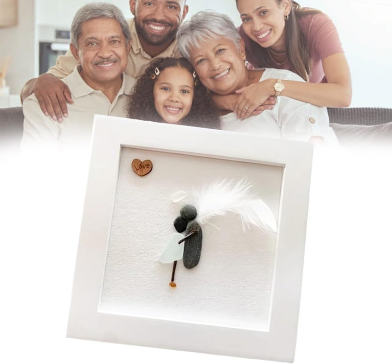 klarako Memorial Gift Sorry for your loss Gift Sea Glass Art Sympathy Gift, Table Decorations in Memory of Deceased Loved Ones, Angel Wing Feather Handmade Grief Gift, Framed Decor (#1) - Image 1