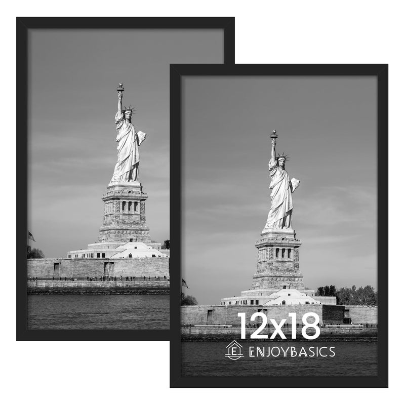 ENJOYBASICS 12x18 Picture Frame, Display for 12 x 18 Poster, Wall Gallery Photo Frames, Black, 2 Pack - Image 1