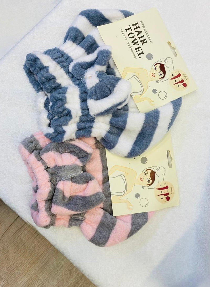 طقم مناشف ماصة للشعر الطويل من الألياف الدقيقة مكون من قطعتين للنساء والفتيات ذوات الشعر الطويل الرطب والكثيف، وردي متعدد الألوان - Image 1