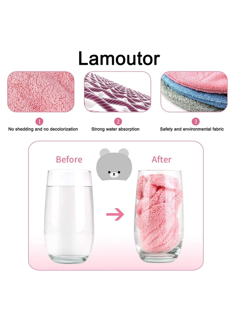 طقم مناشف ماصة للشعر الطويل من الألياف الدقيقة مكون من قطعتين للنساء والفتيات ذوات الشعر الطويل الرطب والكثيف، وردي متعدد الألوان - Image 3