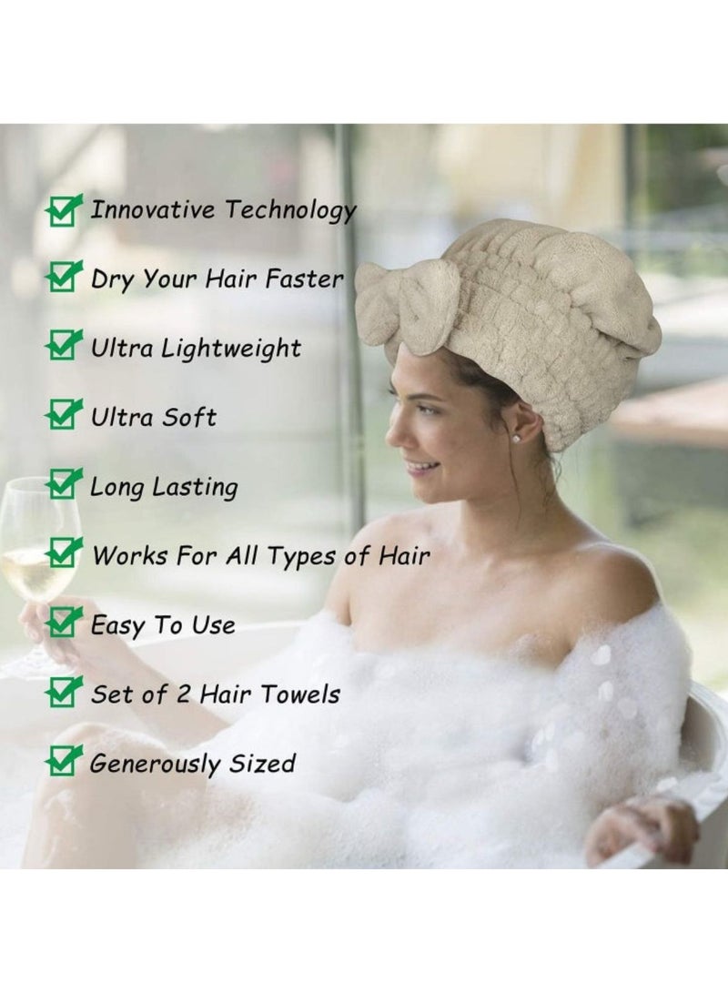 طقم مناشف ماصة للشعر الطويل من الألياف الدقيقة مكون من قطعتين للنساء والفتيات ذوات الشعر الطويل الرطب والكثيف، وردي متعدد الألوان - Image 4