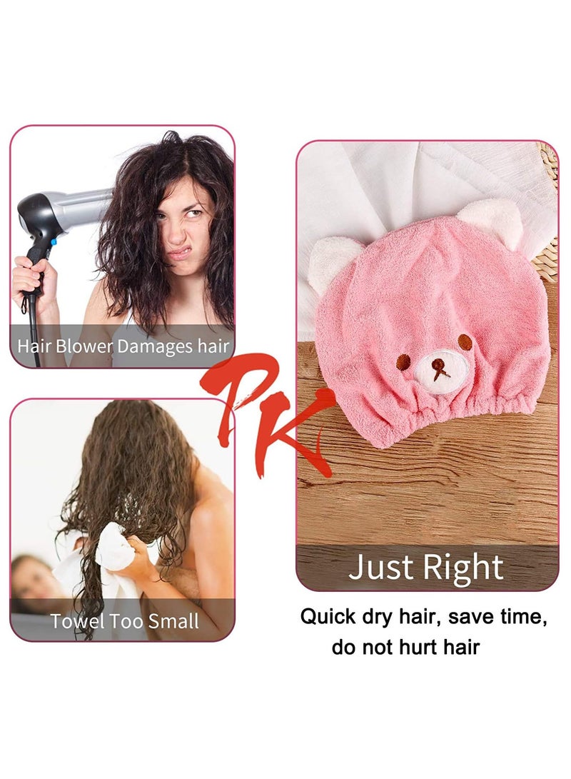 طقم مناشف ماصة للشعر الطويل من الألياف الدقيقة مكون من قطعتين للنساء والفتيات ذوات الشعر الطويل الرطب والكثيف، وردي متعدد الألوان - Image 5