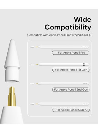 4 Pack Pen Tips Compatible for Apple Pencil 1st Gen/2nd Gen/USB-C Pen Like Replacement Nibs for iPad iPencil (White) - view 3