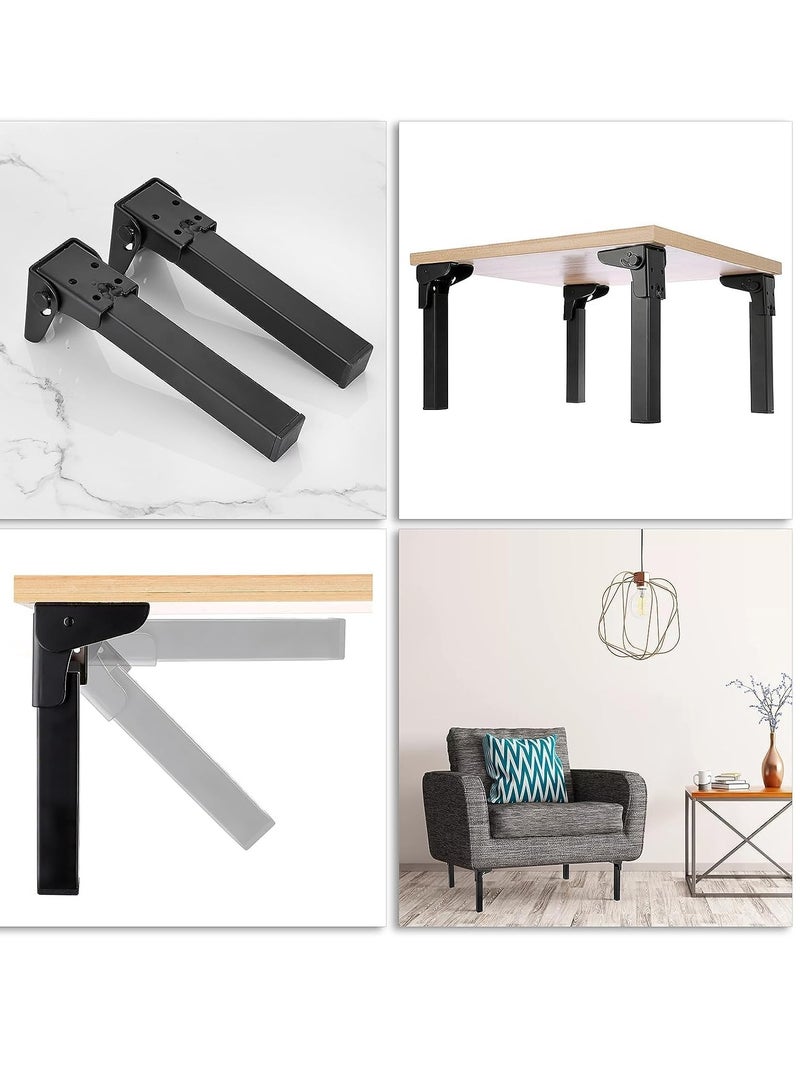Zikra Folding Table Legs Bed Support Metal Hairpin Table Legs Set of 4 Black Folding Furniture Legs feet foldable Laptop Table Coffee Table Replacement Legs for Bed Cabinet Wardrobe Couch 8 Inch - Image 3