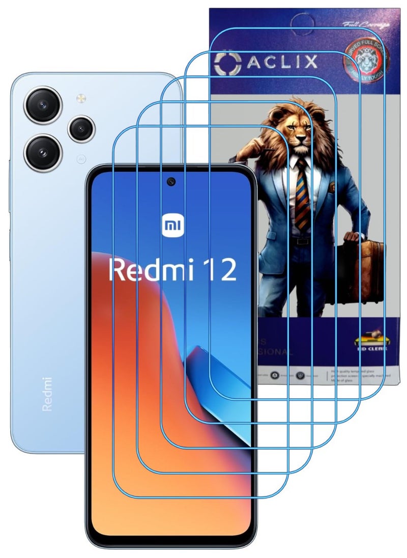 ACLIX 5 Pieces Antistatic ESD Dustproof Premium Quality High Definition Clear Tempered Glass Screen Protector Designed For Xiaomi Redmi 12 - Image 1