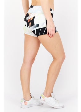 Reebok Women Sportswear Fit Pull On Training Shorts, White Combo  - Image 2