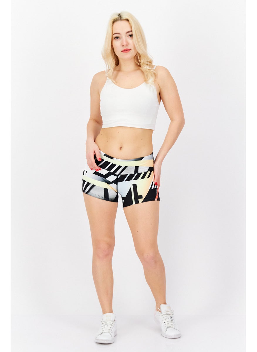 Reebok Women Sportswear Fit Pull On Training Shorts, White Combo  - Image 3