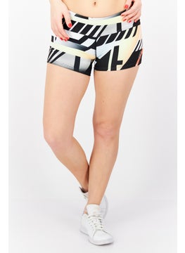 Reebok Women Sportswear Fit Pull On Training Shorts, White Combo  - Image 1