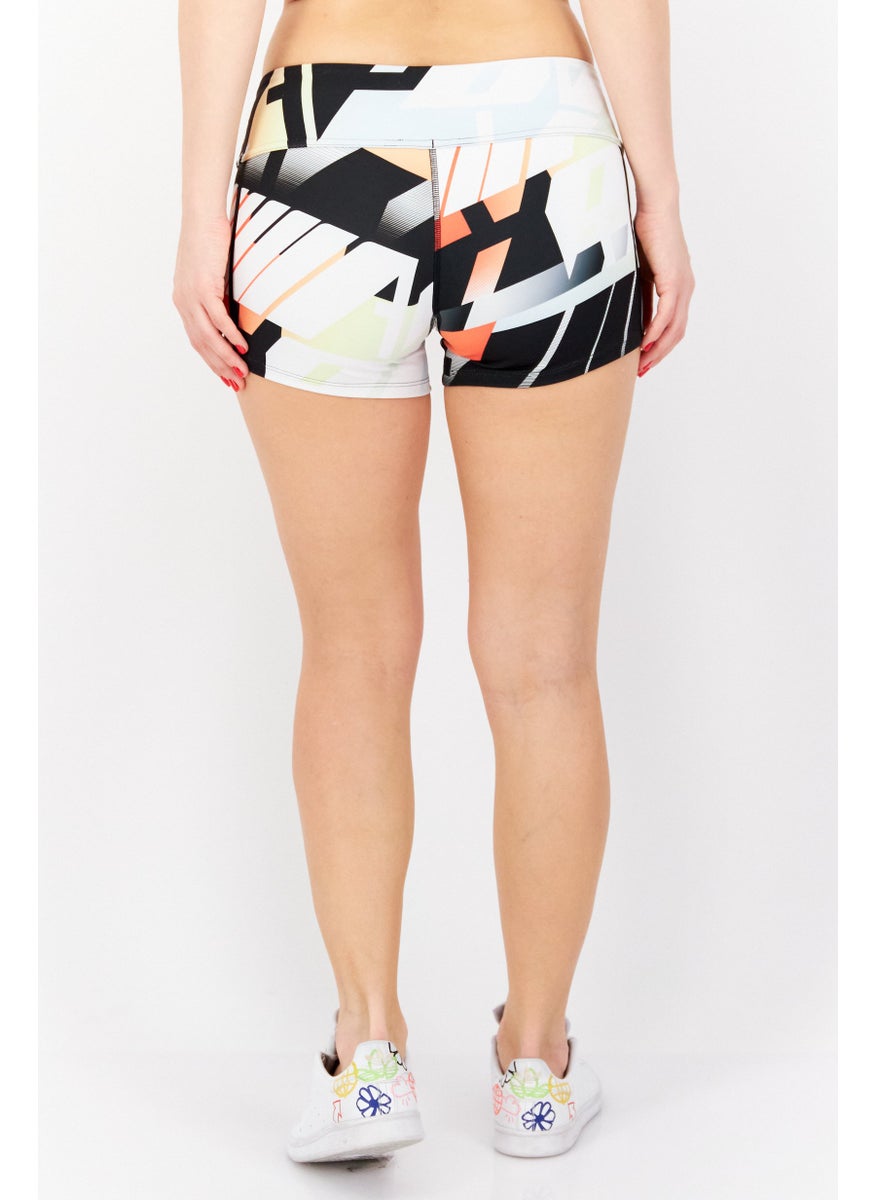 Reebok Women Sportswear Fit Pull On Training Shorts, White Combo  - Image 4