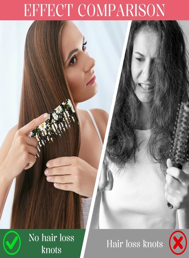GABraden 2PCS Large Wide Tooth Comb,Handle & No Handle Combo,Effortless Tangle Removal,Cute Large Detangling Wide Tooth Comb,Wet & Dry Hair for Women,Men & Girls(09-Black-Daisy) - Image 5