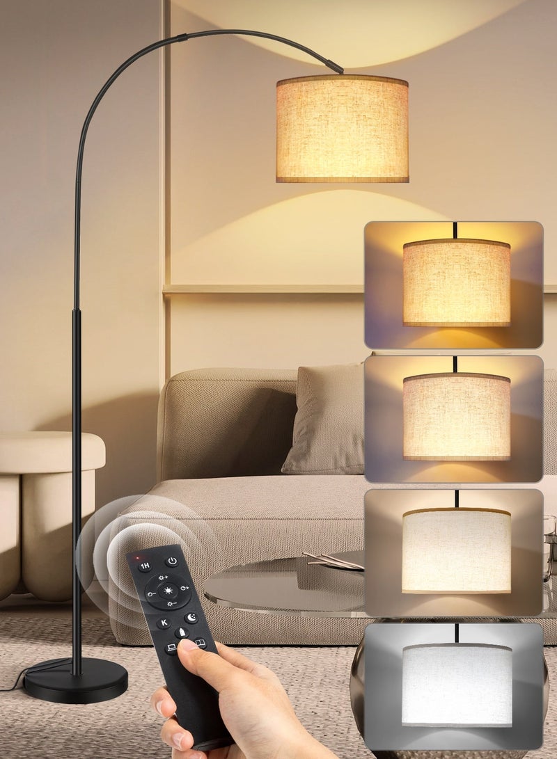 OUTON Floor Lamp with Remote Control, Modern Floor Lamp with Bulb,4 Colour Temperature Dimmable Tall Lamp for Living Room with Hanging Drum Shade and Weighted Base 9 Watt 220V~240V,1.8Meter - Image 2