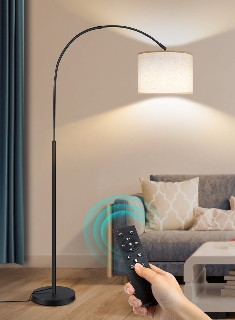 OUTON Floor Lamp with Remote Control, Modern Floor Lamp with Bulb,4 Colour Temperature Dimmable Tall Lamp for Living Room with Hanging Drum Shade and Weighted Base 9 Watt 220V~240V,1.8Meter - Image 1
