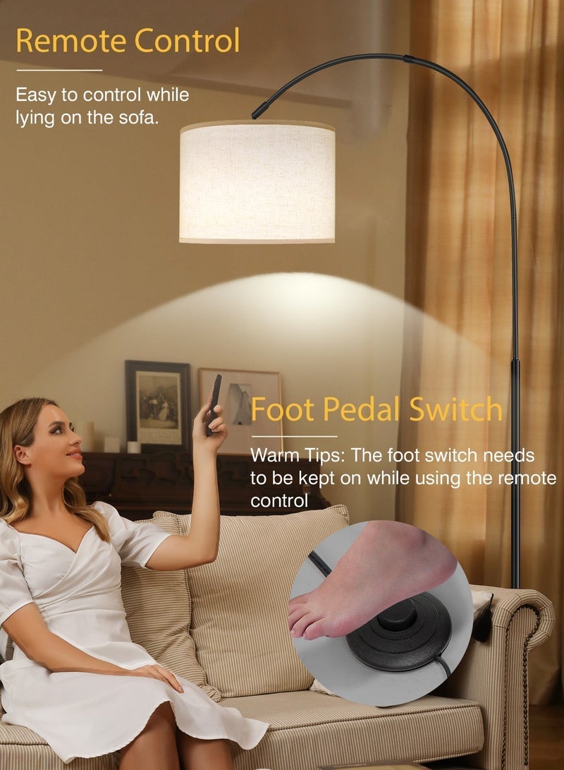 OUTON Floor Lamp with Remote Control, Modern Floor Lamp with Bulb,4 Colour Temperature Dimmable Tall Lamp for Living Room with Hanging Drum Shade and Weighted Base 9 Watt 220V~240V,1.8Meter - Image 4