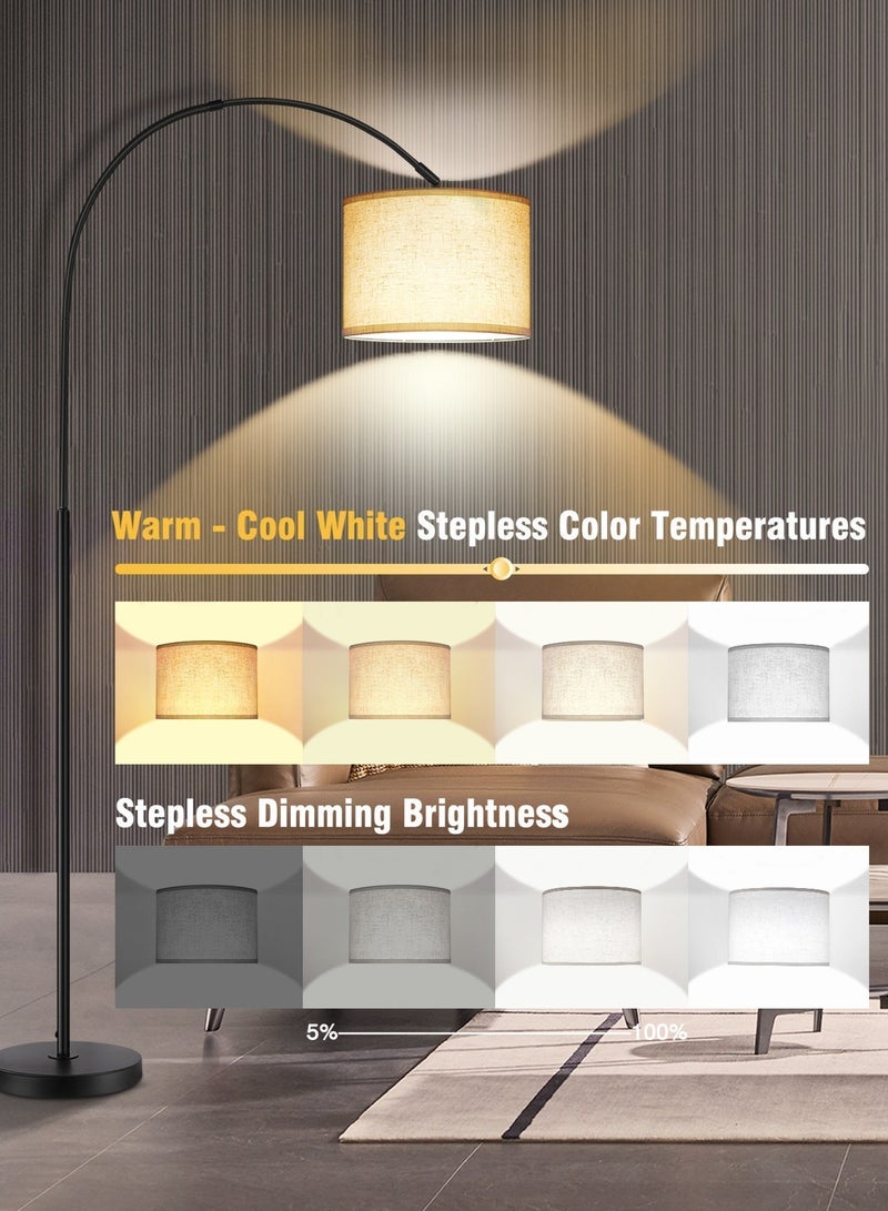 OUTON Floor Lamp with Remote Control, Modern Floor Lamp with Bulb,4 Colour Temperature Dimmable Tall Lamp for Living Room with Hanging Drum Shade and Weighted Base 9 Watt 220V~240V,1.8Meter - Image 3