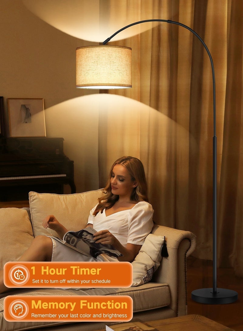 OUTON Floor Lamp with Remote Control, Modern Floor Lamp with Bulb,4 Colour Temperature Dimmable Tall Lamp for Living Room with Hanging Drum Shade and Weighted Base 9 Watt 220V~240V,1.8Meter - Image 5