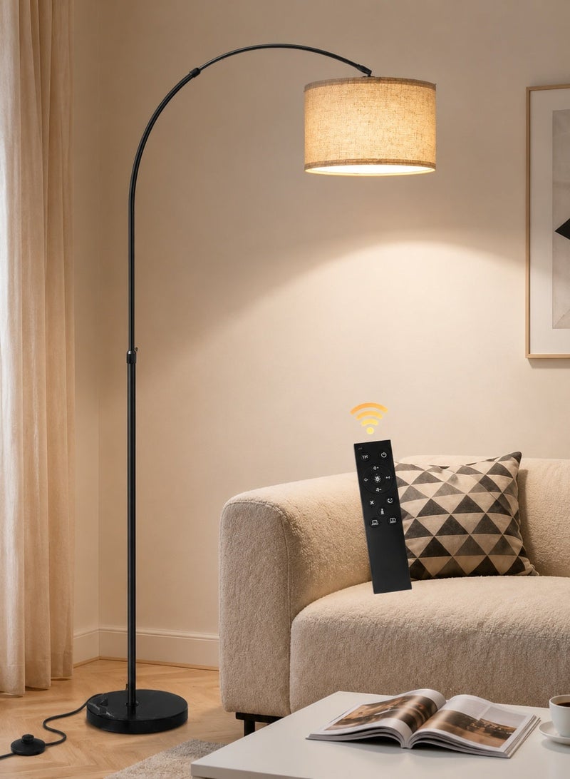 OUTON Floor Lamp with Remote Control, 4 Color Temperatures, Stepless Dimmable Standing Lamp,1 Hour Timer,Memory Function, Linen Shade for Living Room & Bedroom, Heavy Base, 180cm - Image 1