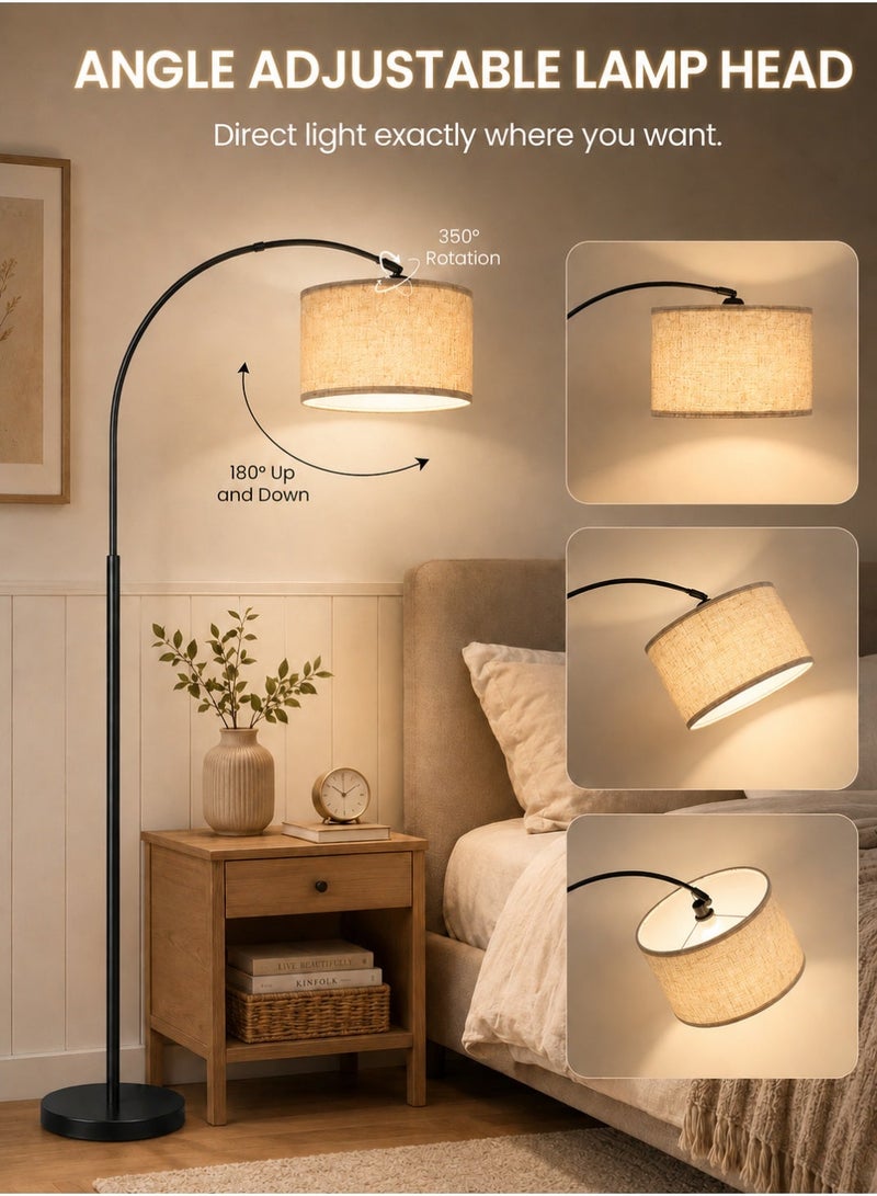 OUTON Floor Lamp with Remote Control, 4 Color Temperatures, Stepless Dimmable Standing Lamp,1 Hour Timer,Memory Function, Linen Shade for Living Room & Bedroom, Heavy Base, 180cm - Image 2
