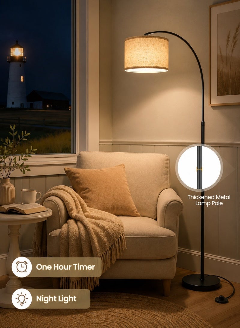 OUTON Floor Lamp with Remote Control, 4 Color Temperatures, Stepless Dimmable Standing Lamp,1 Hour Timer,Memory Function, Linen Shade for Living Room & Bedroom, Heavy Base, 180cm - Image 5