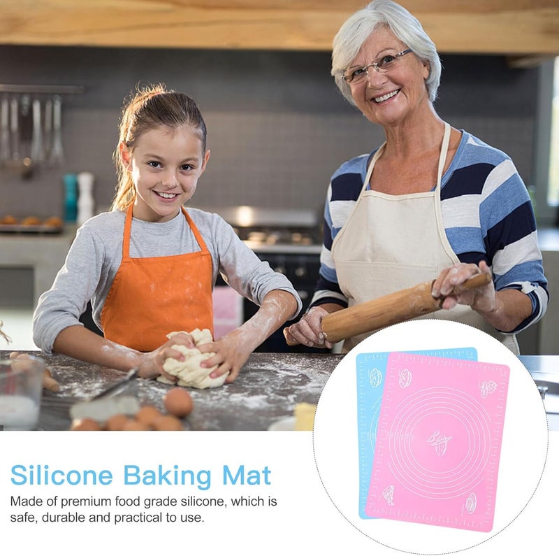 Silicone Baking Mats 2pcs Set Dough Kneading Cushions Non-stick Flour Rolling Pads Kitchen Baking Tool for Pastry and Dough Preparation Random Color - Image 3