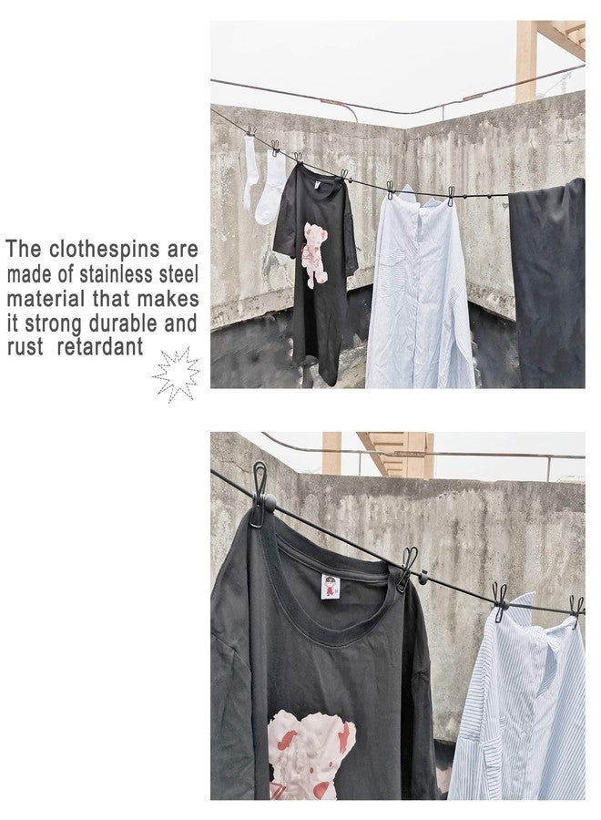BODFPPC Portable Windproof Travel Clothesline BODFPPC， with 12 Clothespins and 14 Anti-Skid Clips for Outdoor Camping,Vacation Hotel,Balcony,Backyard (Blue+Black) - Image 5
