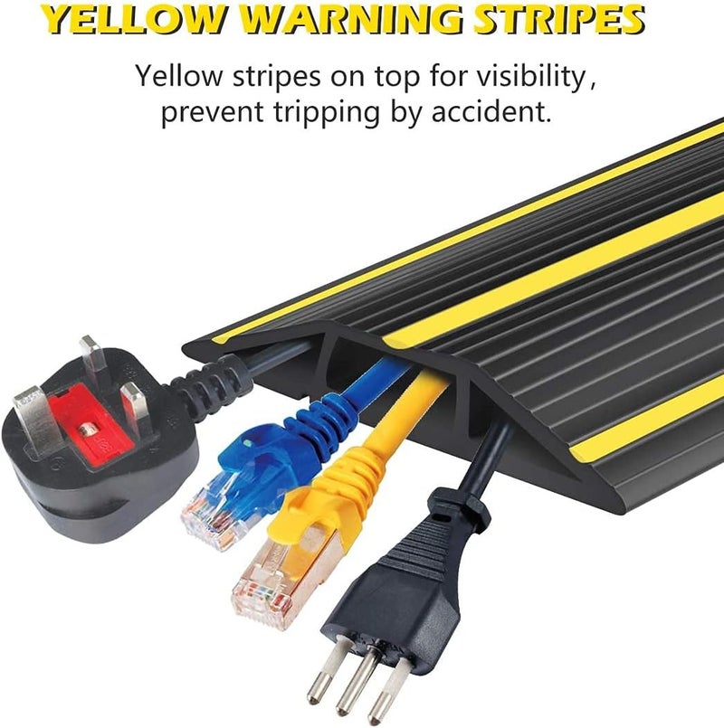 Papillon 6.5Ft Cord Covers for Wires on Floor, 3-Channel Floor Cord Cover with Anti-Slip Base & Yellow Warning Strips, Extension Cord Covers for Floor, Ideal for Home, Office, Outdoor Use - Image 5