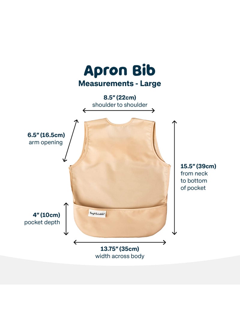 Tiny Twinkle Tiny Twinkle Mess-Proof Apron Toddler Bibs w/Tug-Proof Closure, Baby Food Bibs, 2 Pack Sand Cinnamon, (Small 6-24 Months)  - Image 5
