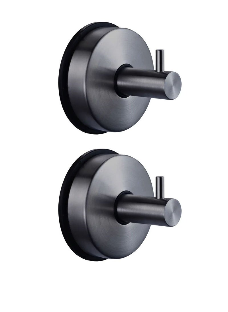 Zalcoon Vacuum Suction Cup Towel Hooks for for Bathrooms,Spray Black, Shower Hanger Hook Hanger Towel Rack Heavy Duty Wall Mounted Robe Hooks Sucker, Bathroom Organizer (Pack of 2)  - Image 1