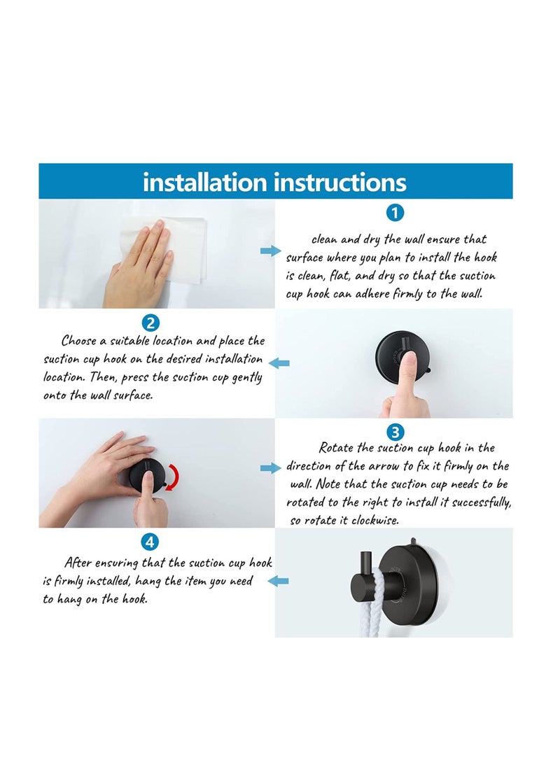 Zalcoon Vacuum Suction Cup Towel Hooks for for Bathrooms,Spray Black, Shower Hanger Hook Hanger Towel Rack Heavy Duty Wall Mounted Robe Hooks Sucker, Bathroom Organizer (Pack of 2)  - Image 5