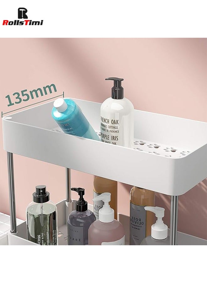 RollsTimi  4-Tier Plastic Storage Organizer Rolling Cart with Slim Shelves in Black - Image 5