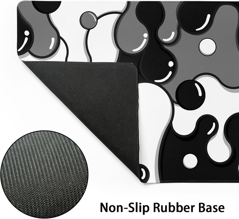 aportt Black White Grey Mouse Pad XL Large Anime Cool Geometric Japanese Extended Desk Mat 60x35 CM Non-Slip Rubber Base Stitched Edge Large Mousepad for Desk Gaming Laptop Desktop,24x14 Inch - Image 3