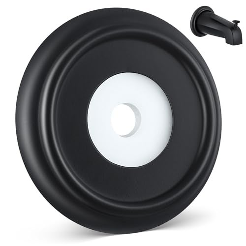 Dreyoo Metal Tub Spout Cover Ring, Bathtub Spout Trim Plate Ring with 1 Pcs Foam Gasket, 1-1/2 Inch ID and 3-5/8 Inch OD(Black) - Image 1
