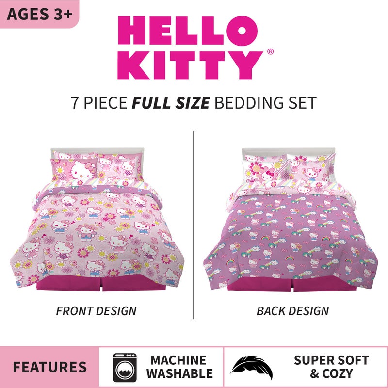 Franco Kids Bedding Super Soft Comforter and Sheet Set with Sham, 7 Piece Full Size, Hello Kitty(Prints may vary) - Image 2